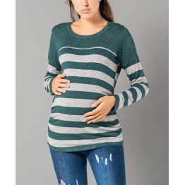 Блуза за бременни в тъмно зелена гама с елегантна линия